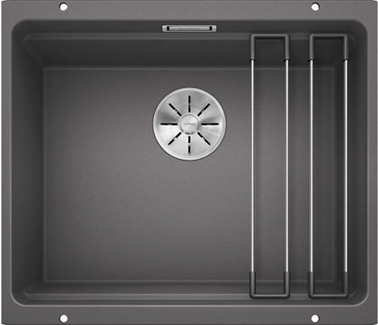 Изображение Zlewozmywak Blanco Etagon 500-U Silgranit szaro skay z korkiem InFino + szyny (522228)