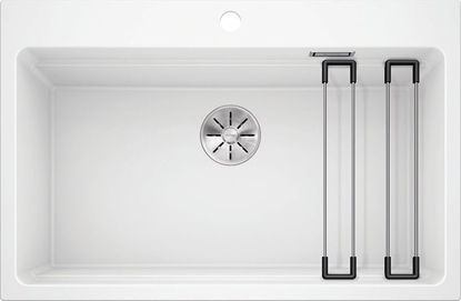Изображение Zlewozmywak Blanco Etagon 8 Silgranit biay z korkiem InFino, szyny (525191)