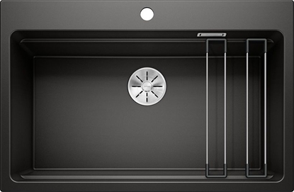 Изображение Zlewozmywak Blanco Etagon 8 Silgranit czarny z korkiem InFino, szyny (525893)