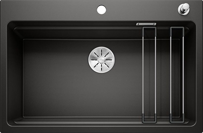 Изображение Zlewozmywak Blanco Etagon 8 Silgranit czarny z korkiem InFino, szyny (525892)