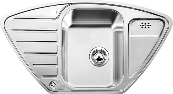 Изображение Zlewozmywak Blanco Lantos 9 E-IF stal szczotkowana z korkiem automatycznym (516277)