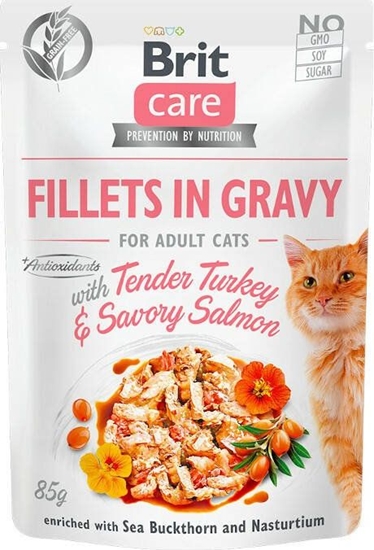 Picture of Brit Brit Care Cat Pouch Salmon Turkey - filety z ososia z indykiem w sosie, mokra karma dla kota, saszetka 85g uniwersalny