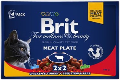 Attēls no Brit Premium Cat Pouches Meat Plate 4x100g