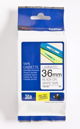 Picture of Brother Tama laminowana do P-touch, Brother TZE-261 36mm biaa / czarny nadruk