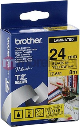 Attēls no Brother TZ-651 label-making tape Black on yellow
