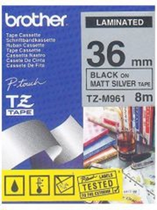 Attēls no Brother Matt Laminated Labelling Tape - 36mm, Black/Silver label-making tape TZ