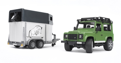 Изображение Bruder Land Rover z przyczepą dla konia i figurką konia  (02592)