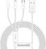 Picture of Cable Baseus Superior, USB to microUSB+Lightning+Type-C, 3.5A, 1.5m, white, CAMLTYS-0