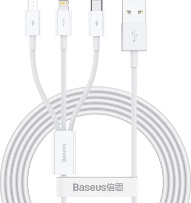 Attēls no Kabel USB Baseus USB-A - USB-C + microUSB + Lightning 1.5 m Biay (CAMLTYS-02)