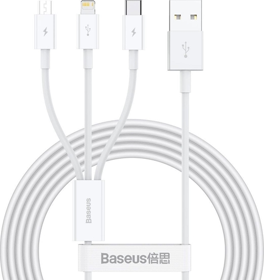 Изображение Baseus Baseus Superior 3in1 USB Cable - Lightning / USB Type C / Micro USB 3.5 A 1.5 m White (CAMLTYS-02)