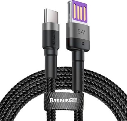 Attēls no Baseus Baseus Cafule cable USB Type C SuperCharge 40W Quick Charge 3.0 QC 3.0 1m gray-black (CATKLF-PG1)