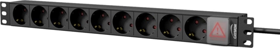 Picture of Caymon Listwa zasilajca 1U 19" 9x schuko CEE 7/4 (PSR109GS/B)