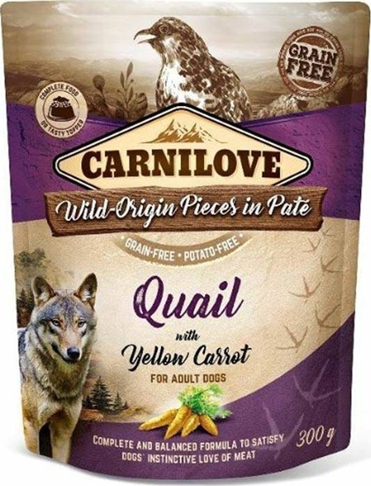 Изображение Carnilove Carnilove Dog Pouch Quail Yellow Carrot - bezzboowa mokra karma dla psa, przepiórka z ót marchewk, saszetka 300g uniwersalny