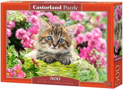 Изображение Castorland Puzzle 500 elementów - Kociak w kwiecistym ogrodzie (52974)