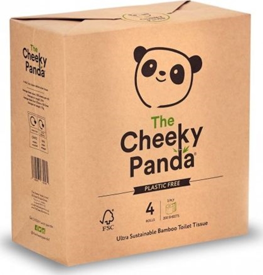 Изображение Cheeky Panda Papier toaletowy bambusowy trzywarstwowy 4 rolki w papierze - Cheeky Panda