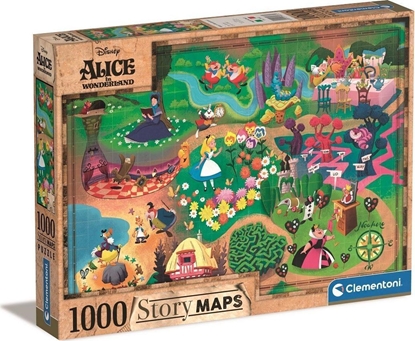Attēls no Clementoni Puzzle 1000 elementów Story Maps Alicja w Krainie Czarów