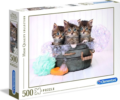 Attēls no Clementoni Puzzle 500 elementów High Quality Kittens and Soap