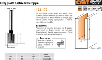 Изображение Taisnā pirkstfrēze CMT; S=8 mm; D=16 mm