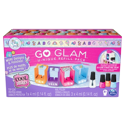 Изображение Cool Maker GO GLAM Refill Pack with 4 Design Pods, 3 Nail Polish Colors for Use with U-nique Nail Stamper Salon