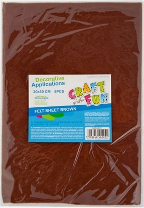 Picture of Craft with Fun CF OZDOBA DEK FILC ARKUSZ 20X30/5SZT BRAZ 40/80