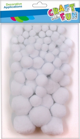 Picture of Craft with Fun CF OZDOBA DEK POMPON 80SZT/MIX BIEL PBH 12/144
