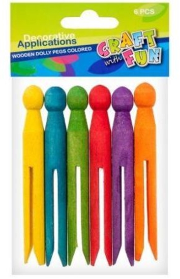 Изображение Craft with Fun Ozdoba dekoracyjna drewniane koki kolorowe 6el (261993)