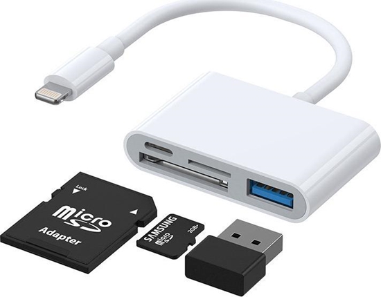 Picture of Czytnik Joyroom HUB czytnik kart adapter do iPhone OTG Lightning - USB czytnik kart SD TF biały