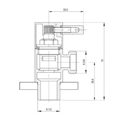 Изображение Deante Zawór ktowy z gowic ceramiczn 1/2"x3/8"  (VFA B62R)
