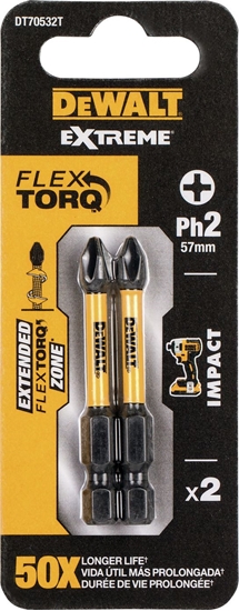 Picture of Dewalt Kocówka wkrtarska udarowa Extreme Impact Torsion2 PH2 2szt. (DT70532T-QZ)