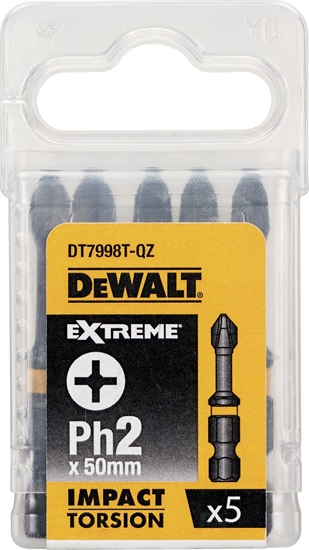 Изображение Dewalt Kocówki wkrtarskie udarowe Extreme Impact Torsion PH2x50mm 5szt. (DT7998T)