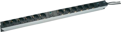 Picture of Digitus aluminum outlet strip with overload protection, 12 safety outlets, 2 x 2 m supply safety plug