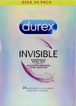 Attēls no Durex  DUREX_Invisible Extra Thin Extra Lubricated super cienkie prezerwatywy dodatkowo nawilżane 24szt