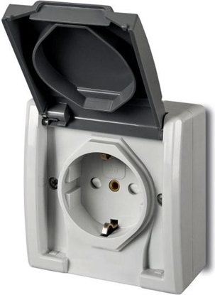 Изображение Elektro-Plast Gniazdo pojedyncze Aquant uziemienie Schuko klapka szary (1244-10)
