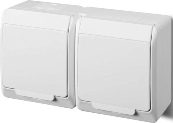 Изображение Elektro-Plast HERMES Gniazdo podwójne z/u 2P+Z SCHUKO IP44 biae (0325-02)