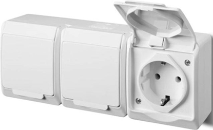 Изображение Elektro-Plast HERMES Gniazdo potrójne z/u 2P+Z SCHUKO IP44 biae (0326-02)