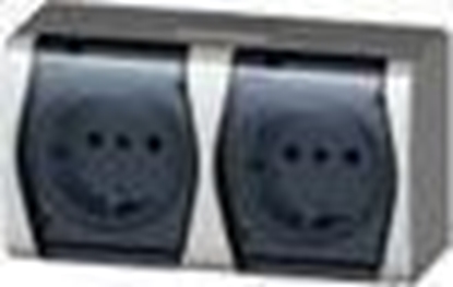Picture of Elektro-Plast Hermes2 Gniazdo hermetyczne podwójne z/u 16A SCHUKO IP44 z klapk biao-dymne 1025-01