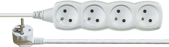 Изображение Emos Przeduacz z uziemieniem 4 gniazda biay 5m (P0415)