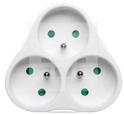 Изображение Emos Rozganik wtyczkowy 3-gniazda z/u /z przesonami/ biay (P0026)