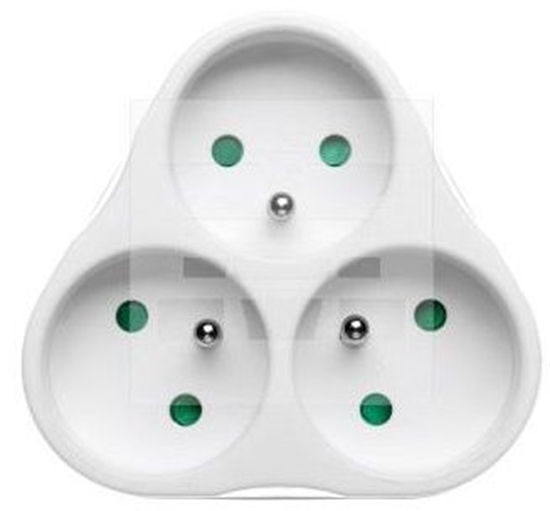 Изображение Emos Rozganik wtyczkowy 3-gniazda z/u /z przesonami/ biay (P0026)