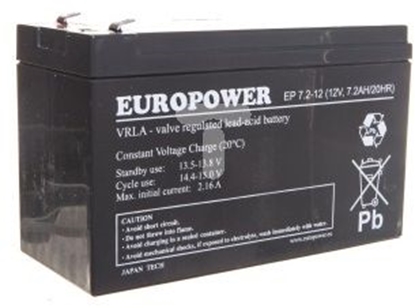 Изображение Europower Akumulator bezobsługowy AGM 7,2Ah 12V Europower EP 7,2-12 - 7EP