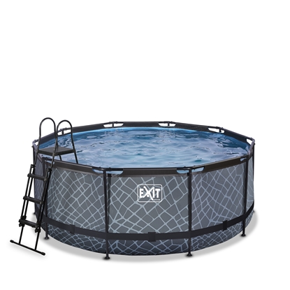Picture of EXIT Stone pool ø360x122cm with filter pump - grey