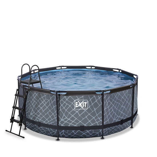 Picture of EXIT Stone pool ø360x122cm with filter pump - grey