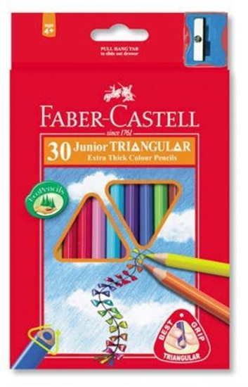 Изображение Faber-Castell Kredki Jumbo Trójktne 30 Kolorów + Temperówka Opakowanie Karton Faber-Castell (116530 FC)