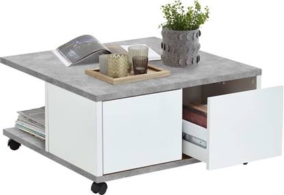 Изображение FMD FMD Mobilny stolik kawowy, 70x70x35,5 cm, betonowy i błyszcząca biel