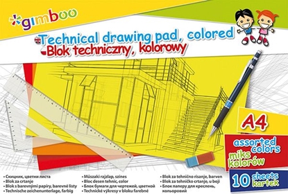Изображение Gimboo Blok techniczny A4 10k mix kolorów