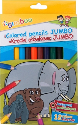 Attēls no Gimboo Kredki ołówkowe GIMBOO Jumbo, sześciokątne, 12szt., mix kolorów