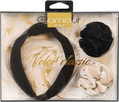 Attēls no Glamour GLAMOUR_SET Velor Classic opaska do włosów + 2x zawijka