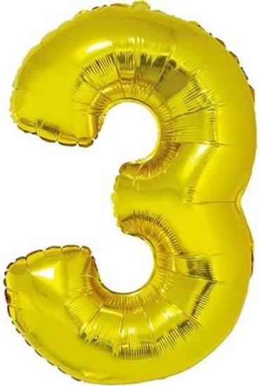 Изображение GoDan Balon foliowy cyfra "3" zota, 85cm
