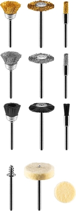 Attēls no Graphite Akcesoria do miniszlifierki (Akcesoria do miniszlifierki, szczotki druciane, filce, zestaw 15 szt.)