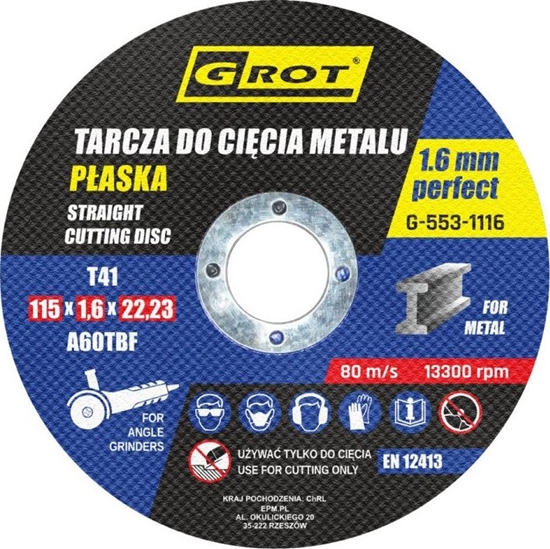 Изображение Grot Tarcza Paska T1a 115x1.6x22 Koplet 10 Sztuk